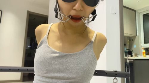 50749-《高价自购》涵涵极限SM调教特辑一，K9拘束架，黑丝高跟蹲立式进入配合振动棒，开口器双手束缚，苦不堪言.jpg